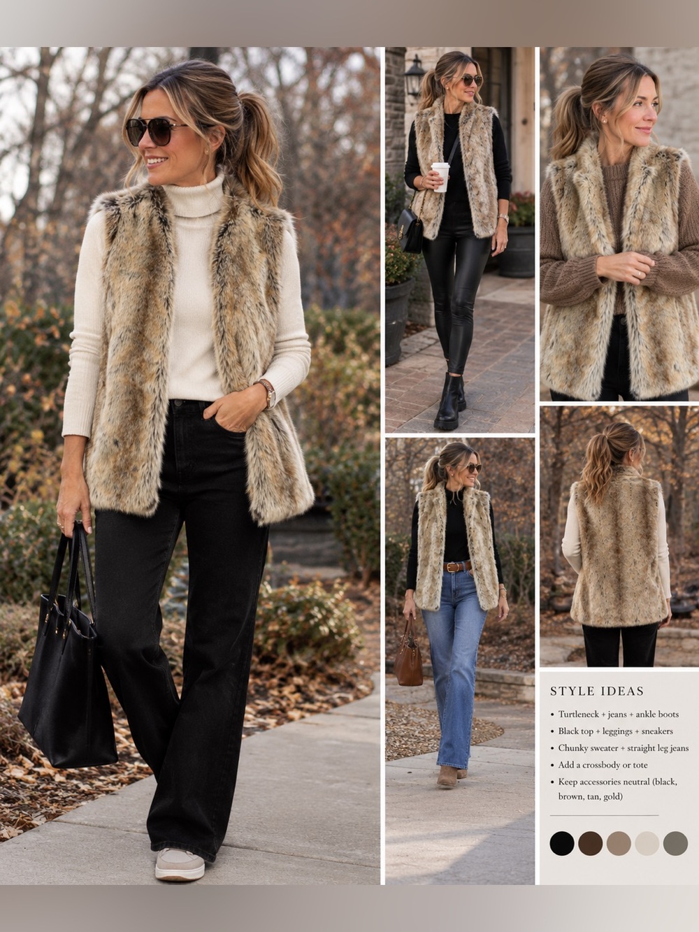 White House Black Market Faux Fur Vest NWOT Size M